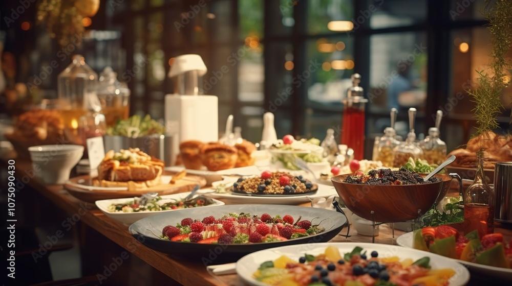 Fototapeta premium A photo of a gourmet brunch cafe