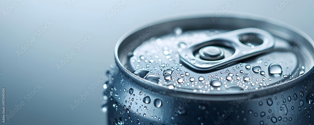 Refreshing Energy Drink Can with Water Droplets - Close-Up of Textured Surface and Condensation in Soft Natural Light Refreshing Energy Drink Can with Water Droplets - Close-Up of Textured Surface and Condensation in Soft Natural Light