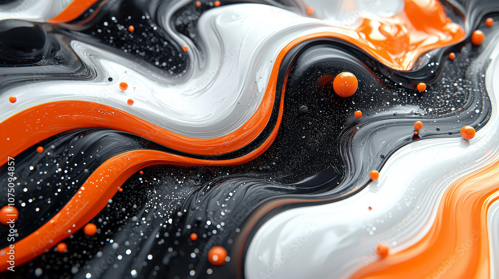A hyper-detailed 3D rendering of a technical abstract background in vibrant orange and deep black. Generative AI A hyper-detailed 3D rendering of a technical abstract background in vibrant orange and deep black. Generative AI