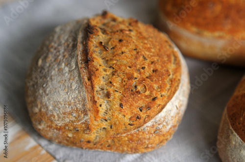 One home baked loaf of sourdough bread