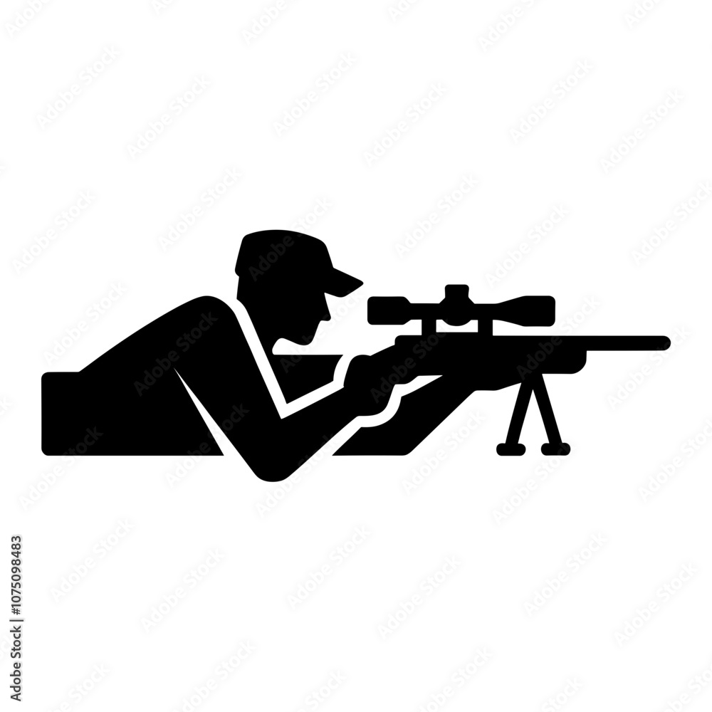 Clean Silhouette Illustration of a Sniper in Action Clean Silhouette Illustration of a Sniper in Action
