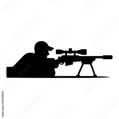 Sharp and Simple Sniper Silhouette Illustration