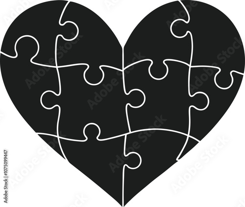 Heart-Shaped Puzzle Vector Illustration - Symbol of Connection and Love