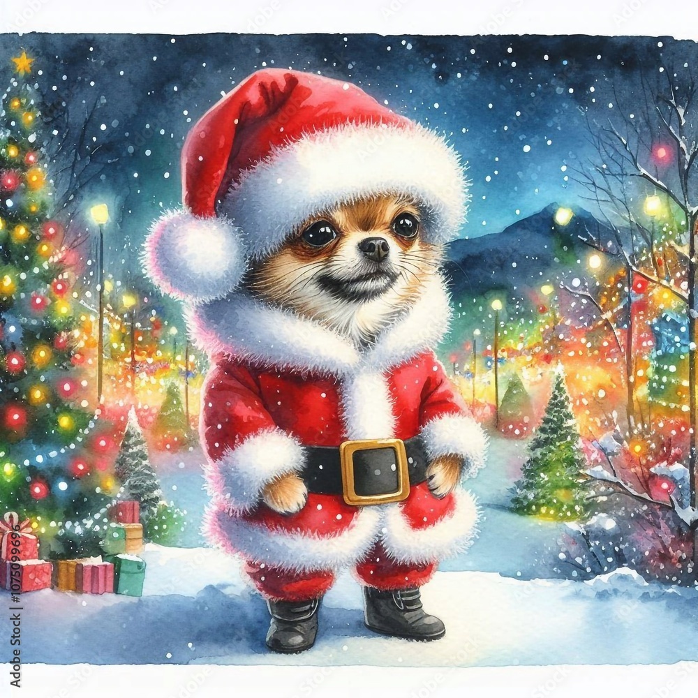 Chihuahua als Weihnachtsmann Chihuahua als Weihnachtsmann