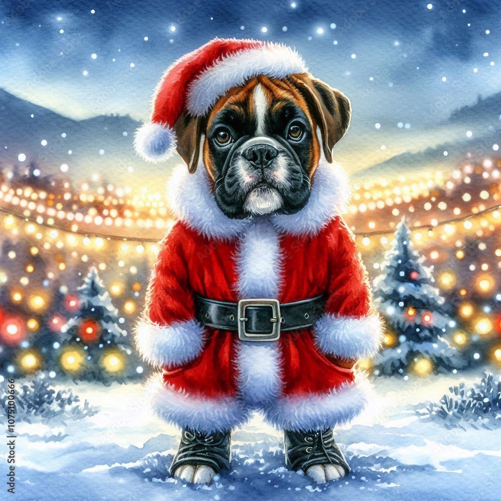 kleiner Boxer als Weihnachtsmann kleiner Boxer als Weihnachtsmann
