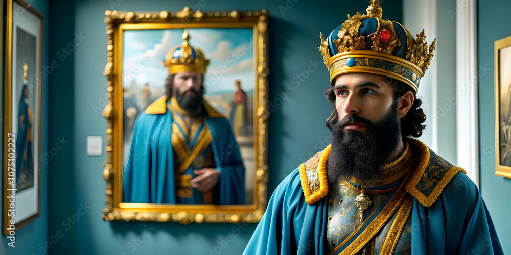 Obraz premium Reyes Magos Modern Art Gallery Glossy Background Artistic Scene Contemporary Art Pieces Copy Space Ideal for Art Themed Advertisements Magazine Covers Photo Stock Concept