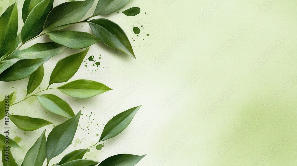 Fototapeta premium Fresh Green Leaves with Soft Background for Natural and Organic Themes, Perfect for Promotion of Eco-friendly Products and Healthy Lifestyles