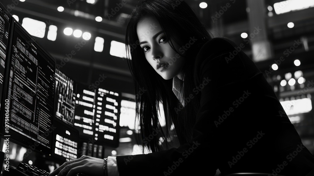 Female Developer in Fintech Creating Algorithms Female Developer in Fintech Creating Algorithms