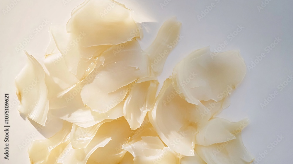 Close-up of Delicate, Translucent Food Petals on White: A Culinary Masterpiece Close-up of Delicate, Translucent Food Petals on White: A Culinary Masterpiece