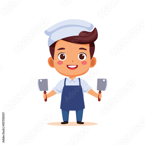 Butcher Cute Worker Work Job Profession Professional Occupation Cartoon Character
