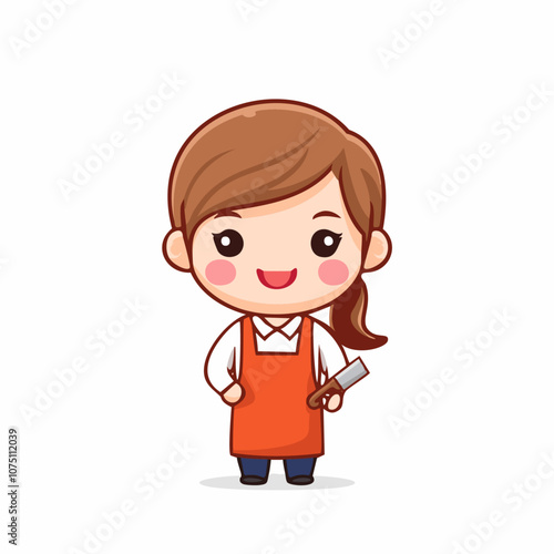 Butcher Cute Worker Work Job Profession Professional Occupation Cartoon Character
