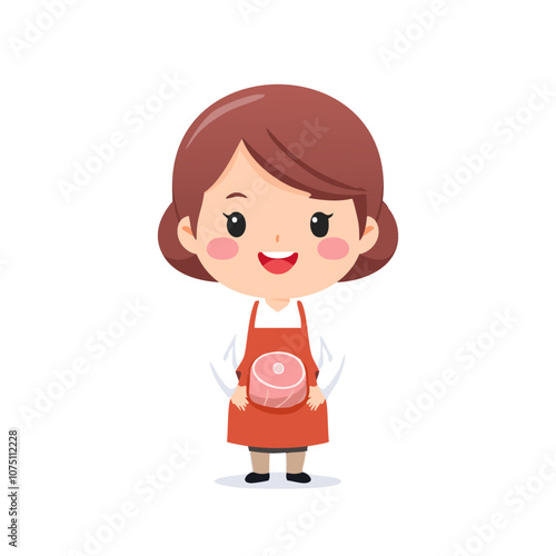 Butcher Cute Worker Work Job Profession Professional Occupation Cartoon Character
