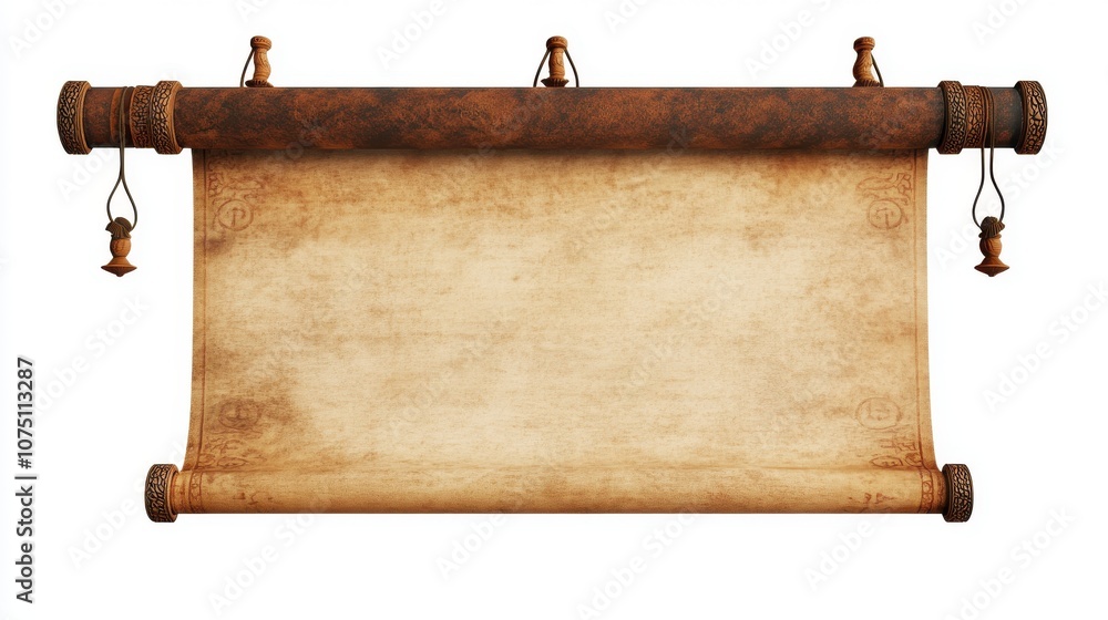 Obraz premium An empty vintage scroll ready for your text or design, ideal for creative projects.