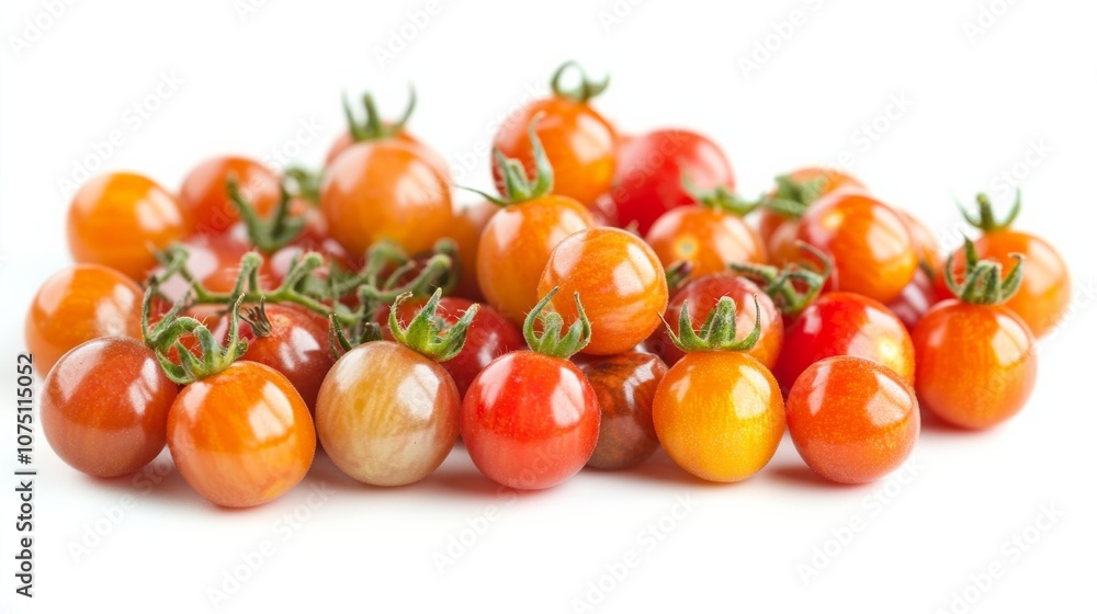 fresh slice of ripe cherry tomatoes isolated on white background into water. fresh slice of ripe cherry tomatoes isolated on white background into water.