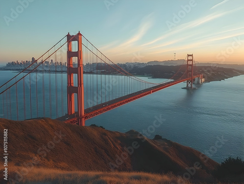 Photo Golden Gate Bridge San Francisco Sunset California USA