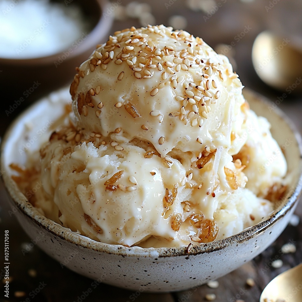 Thai coconut sticky rice ice cream Thai coconut sticky rice ice cream