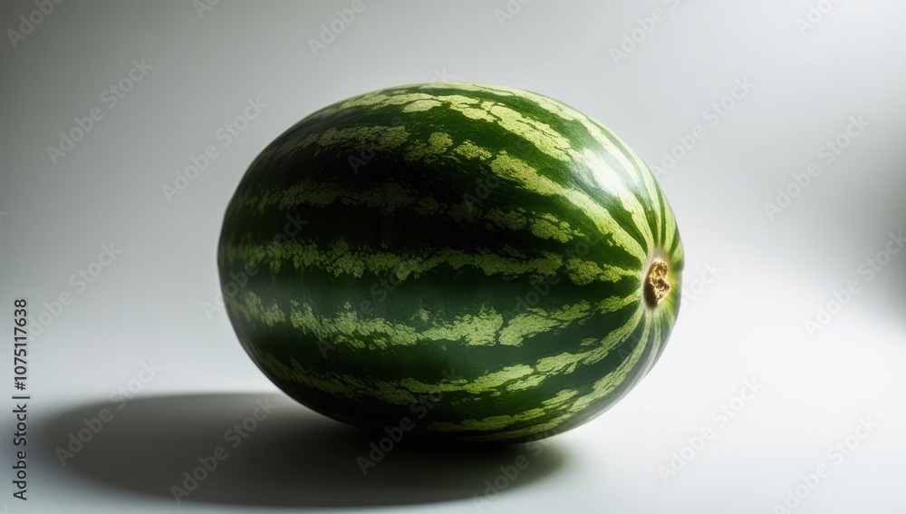 A minimalist photo of a watermelon with a striped pattern, showcasing its refreshing and juicy nature A minimalist photo of a watermelon with a striped pattern, showcasing its refreshing and juicy nature