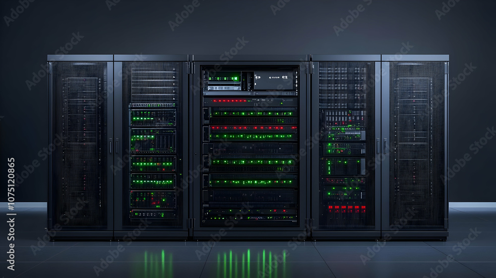 3D Server Room Illustration - Data Center Technology 3D Server Room Illustration - Data Center Technology