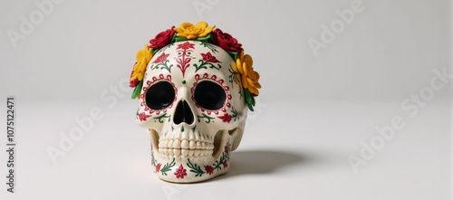 A floral sugar skull Grim Reaper featuring both La Llorona and La Santa Muerte motifs in a Mexican-inspired style as crafted by the artist photo