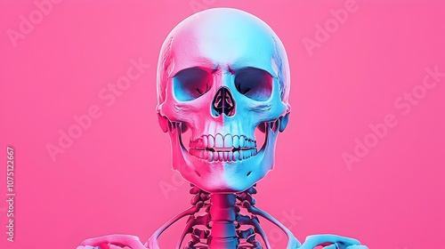 Vibrant Colorful 3D X Ray of Human Skeletal Anatomy photo