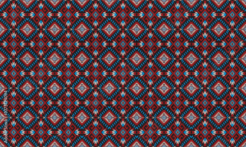 American tribal ethnic native pattern.Traditional Navajo,Aztec,Apache,Southwest and Mexican style fabric pattern.Abstract vector motifs pattern.For fabric,clothing,blanket,carpet,woven,wrap,decoration