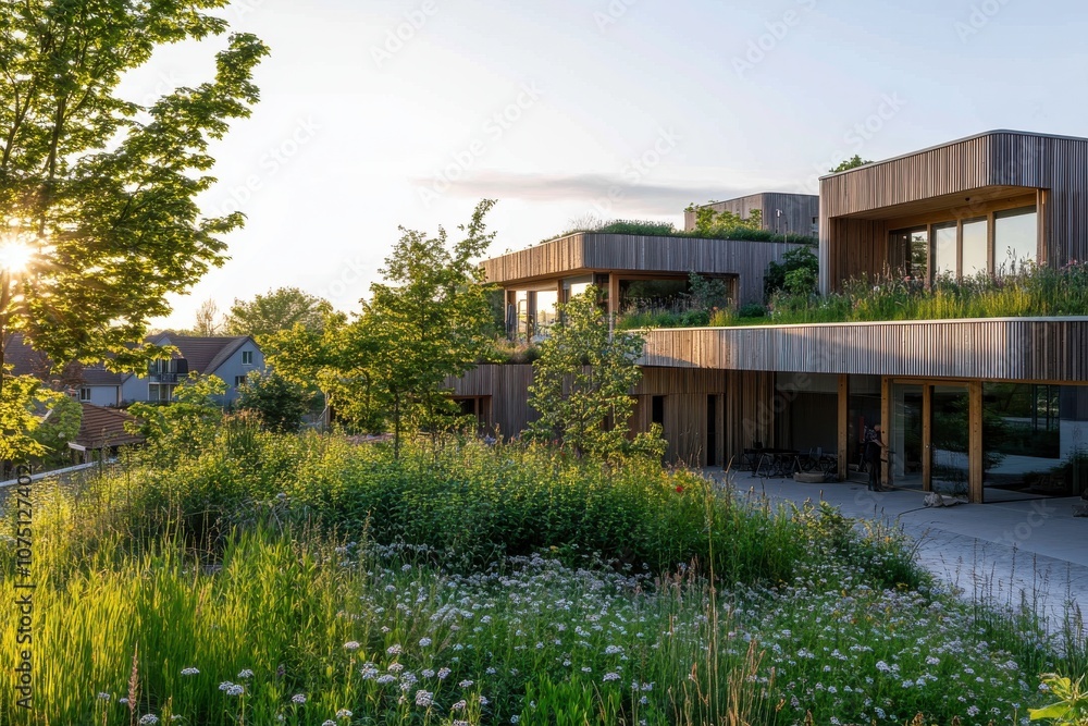 Greenery-Encircled Homes in Warm Afternoon Light Greenery-Encircled Homes in Warm Afternoon Light