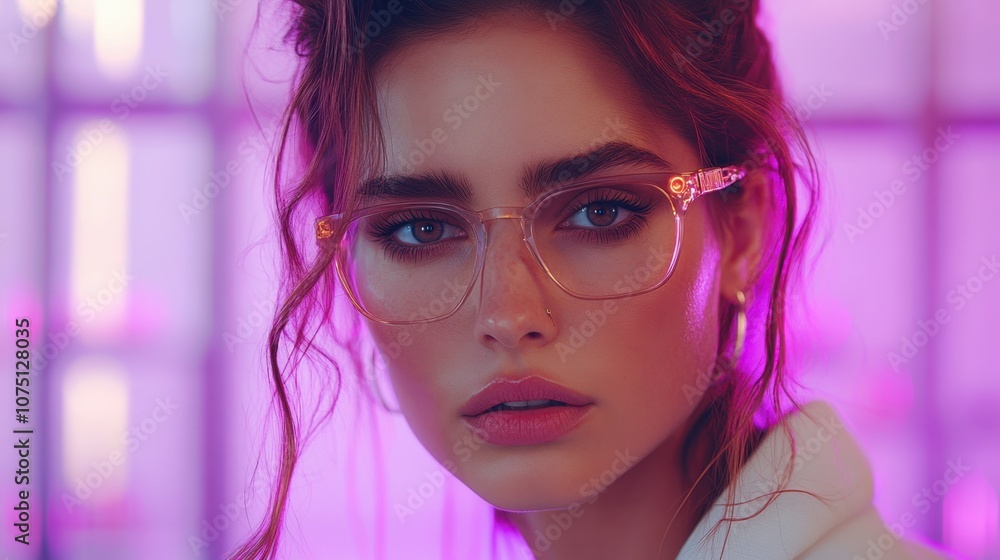 Female Engineer in Futuristic Cyberpunk Lab Setting Female Engineer in Futuristic Cyberpunk Lab Setting