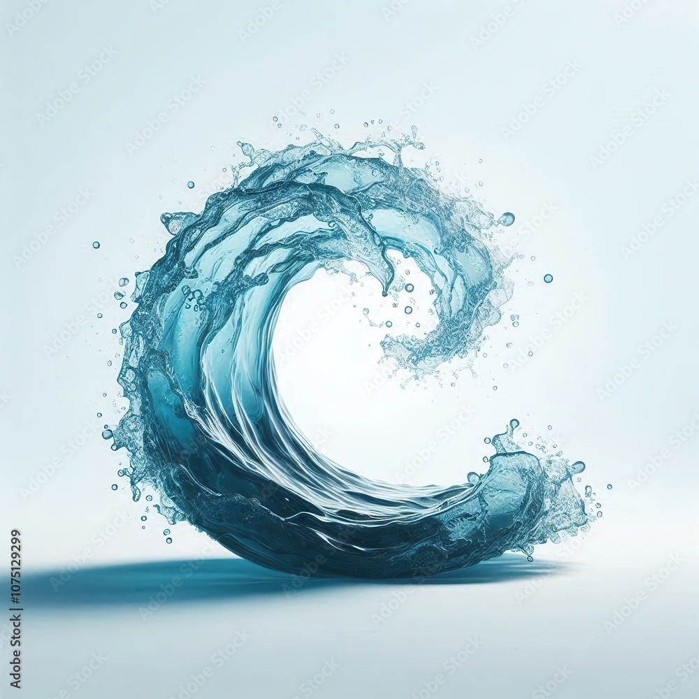 3d clear blue ocean wave water splashing, on white background 3d clear blue ocean wave water splashing, on white background