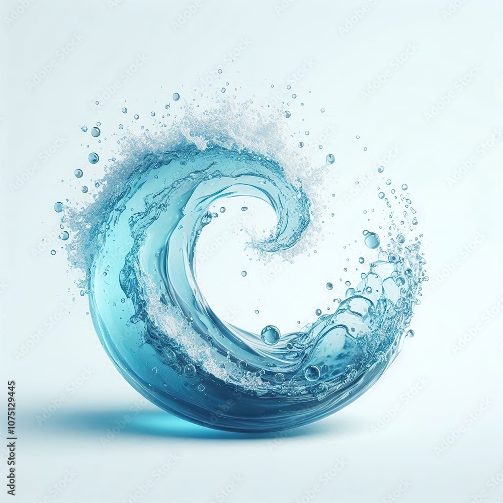 3d clear blue ocean wave water splashing, on white background 3d clear blue ocean wave water splashing, on white background