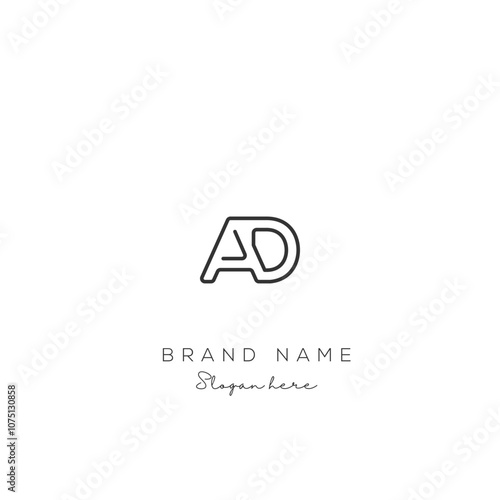 Initial Letter AD Logo Design. AD Logo template. Creative And Modern AD logo.