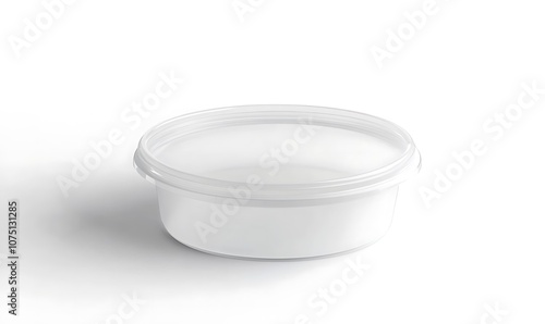 White round disposable container mockup isolated, 3d rendering. Empty bento box mockup