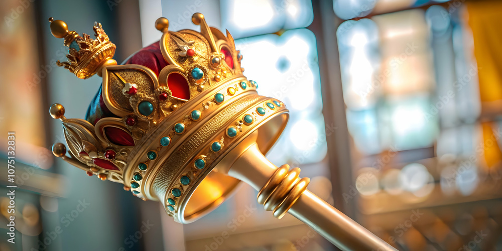 Fototapeta premium Reyes Magos Hovering Scepter Icon Vector Graphic Ceremonial Scepter Authority Symbol Infographic Design White Background Adobe Stock Use Photo Stock Concept