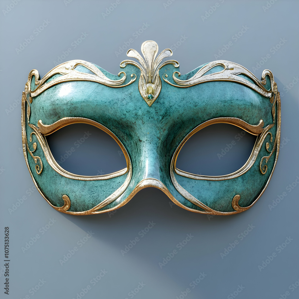 3D Illustration - Elegant Green and Gold Venetian Mask 3D Illustration - Elegant Green and Gold Venetian Mask