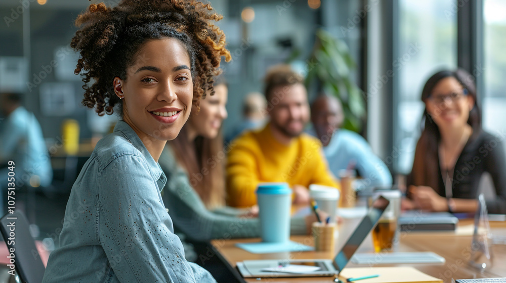 black colored skin Woman employee in an office meeting room black colored skin Woman employee in an office meeting room