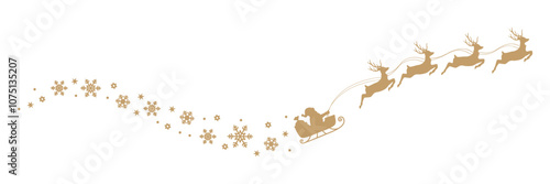 christmas banner santa claus in a sleigh with reindeer vector illustration