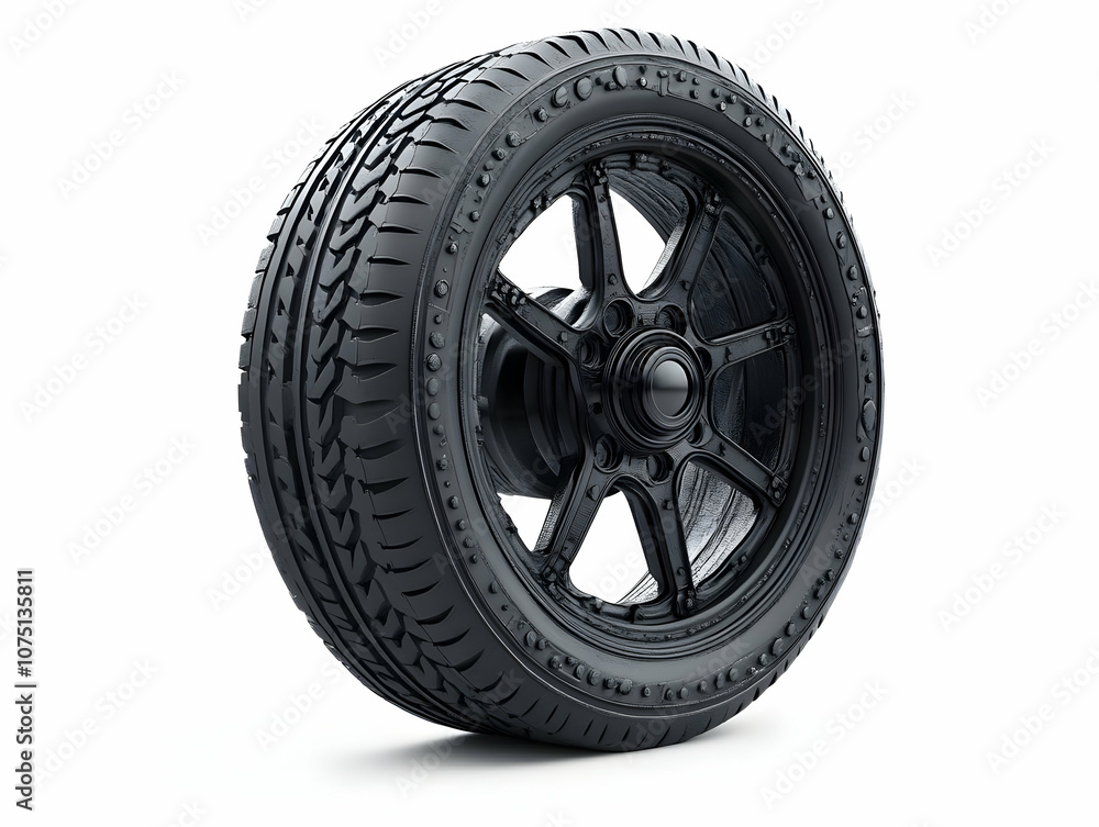 3D Black Tire Wheel Illustration - Automotive, Car Part 3D Black Tire Wheel Illustration - Automotive, Car Part