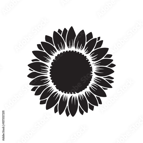 A sunflower silhouette black vector artwork illustration