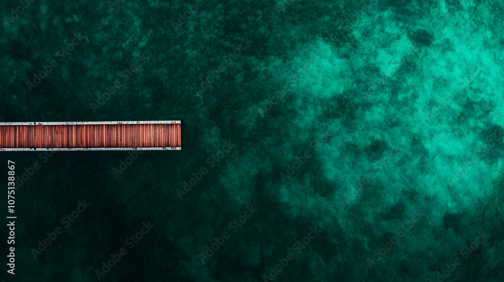 Obraz premium Wooden Jetty Over Emerald Water, dock, pier, bridge, green, turquoise