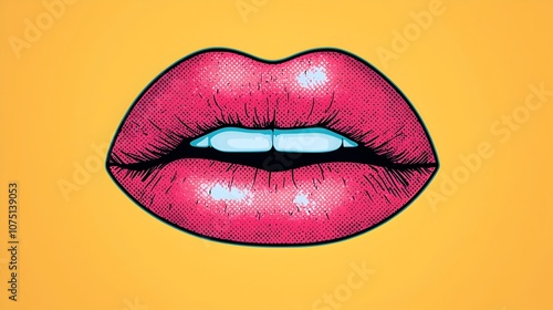 Vibrant Pop Art Lips with Blank Speech Bubble for Customizable Text