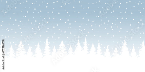 cold winter landscape fir border and snow background vector illustration