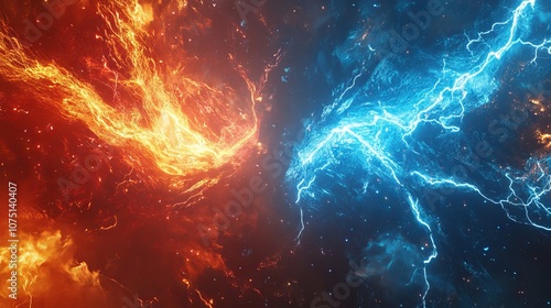 Wallpaper Mural Epic Clash of Lightning Forces in a Vibrant Fantasy Battle Scene. AI generated illustration Torontodigital.ca