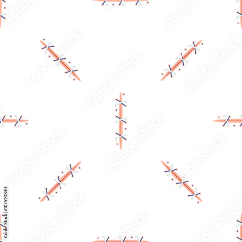 Surgical suture closing wound creating a seamless pattern, ideal for medical or healthcare related designs