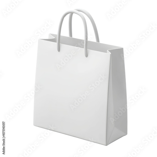 white shopping bag isolated on transparent background cutout