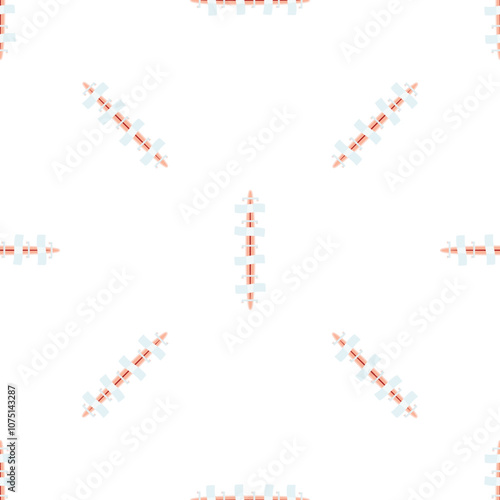 Seamless pattern of surgical sutures, symbolizing the healing process after an operation