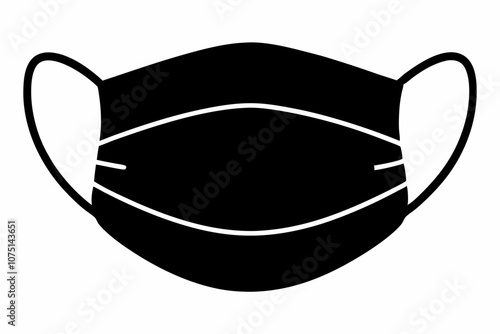 Surgical face mask vector silhouette, Face mask icon symbol
