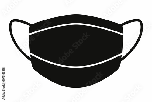 Surgical face mask vector silhouette, Face mask icon symbol
