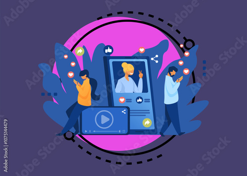 Social media popularity. Users giving likes to picture, post, profile flat vector illustration. Network, internet, blogging concept for banner, website design or landing web page