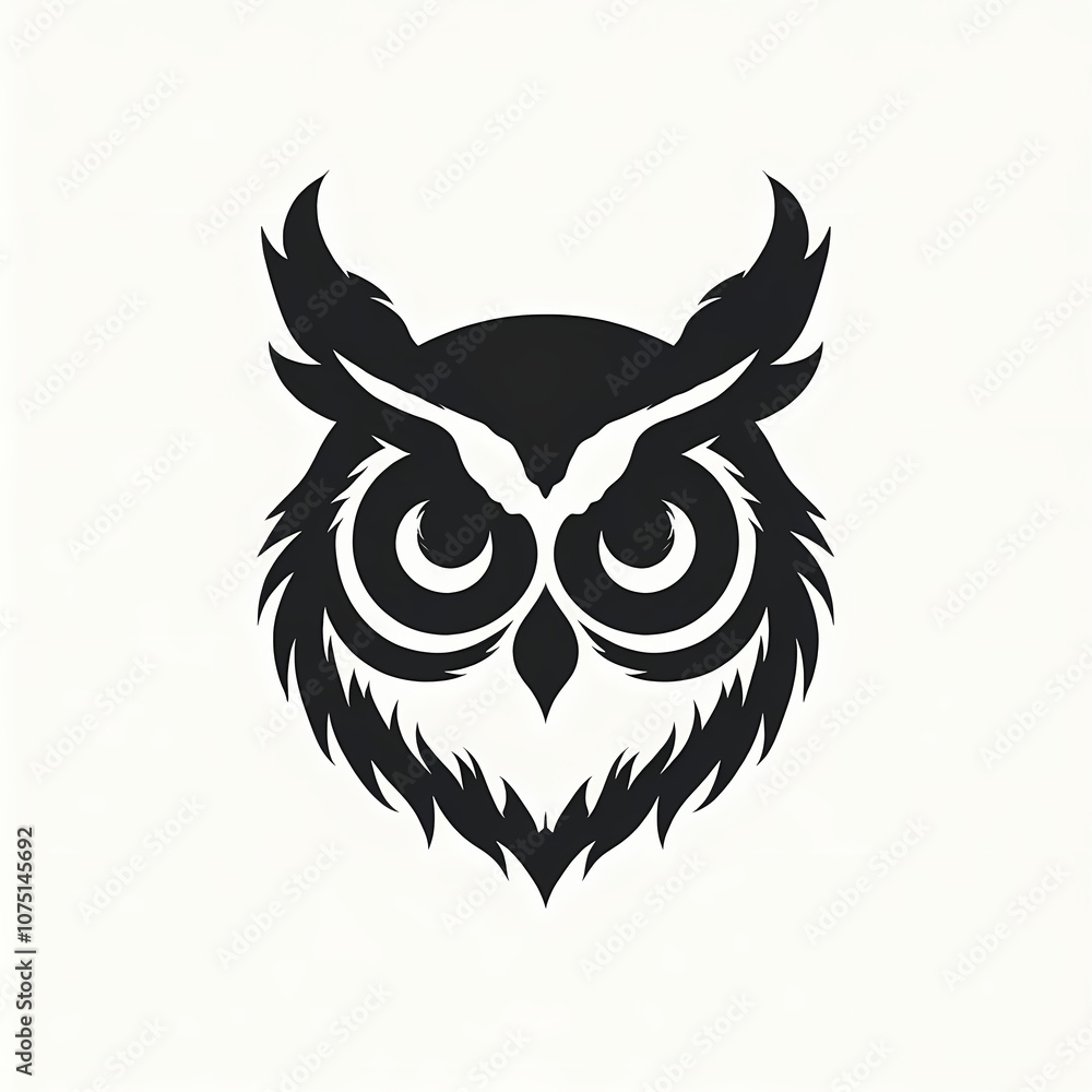 Fototapeta premium Simple owl head monochrome logo no text