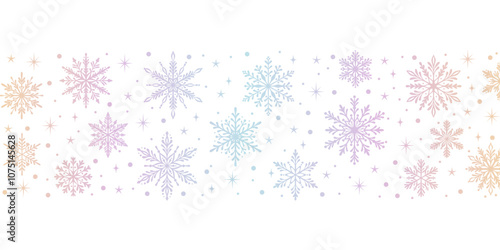 Cute pastel snowflake background, white adorable Christmas banner vector clip art illustration for the winter holidays, greeting template