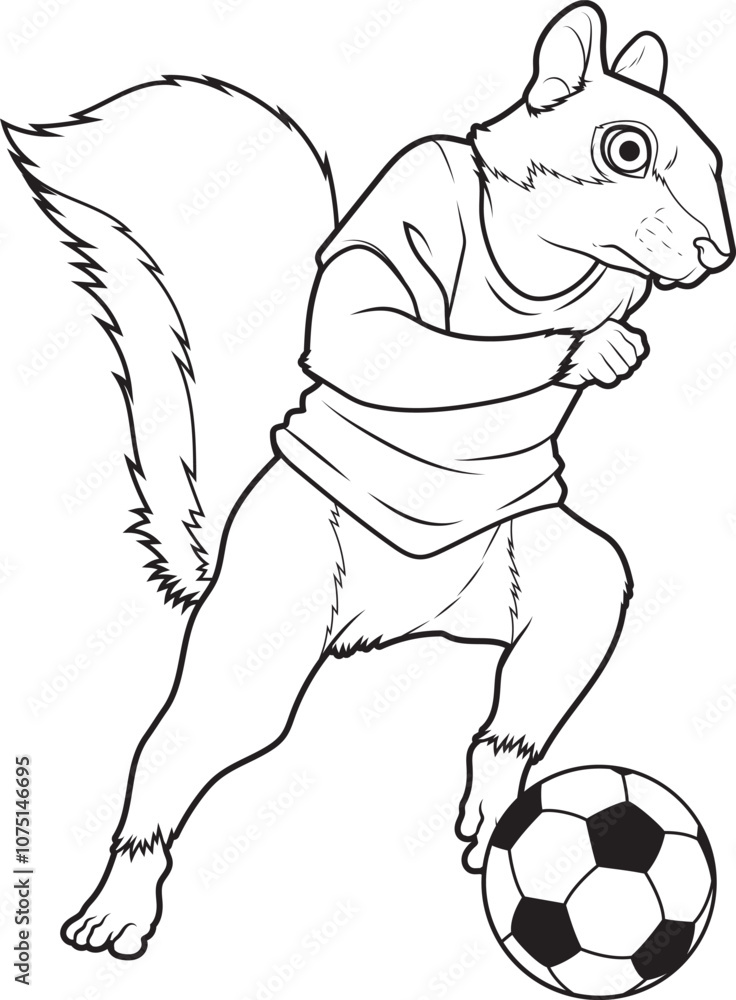 Fototapeta premium Squirrel Soccer player Soccer Animal Vector Graphic Art Illustration